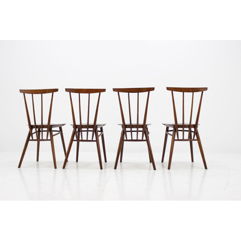Set of 4 vintage chairs for Tatra in wood 1960