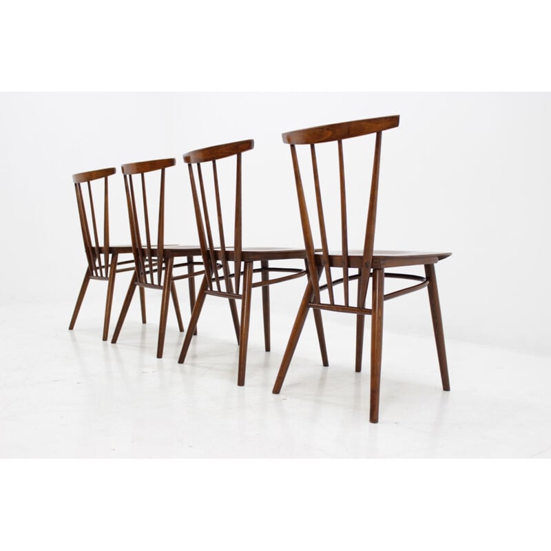 Suite de 4 chaises vintage pour Tatra en bois 1960