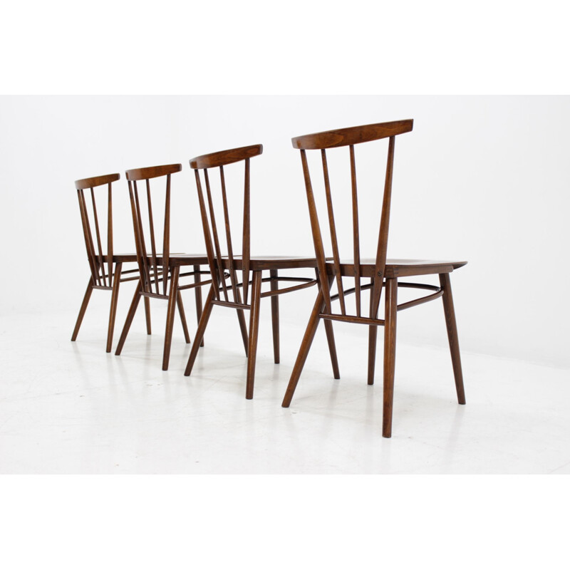 Conjunto de 4 cadeiras Tatra vintage em madeira 1960