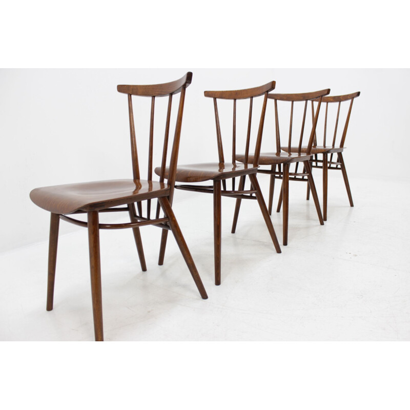 Suite de 4 chaises vintage pour Tatra en bois 1960