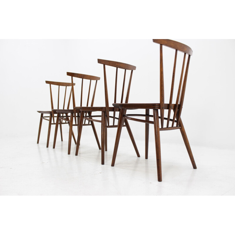 Set of 4 vintage chairs for Tatra in wood 1960
