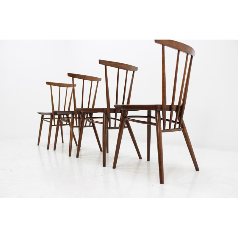 Suite de 4 chaises vintage pour Tatra en bois 1960