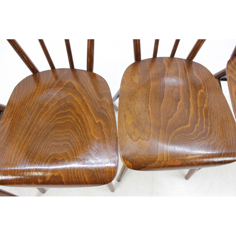 Juego de 4 sillas Tatra vintage en madera 1960