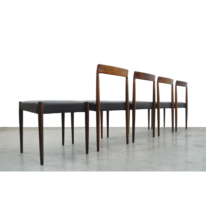 Set of 4 vintage rosewood dining chairs by LÜBKE