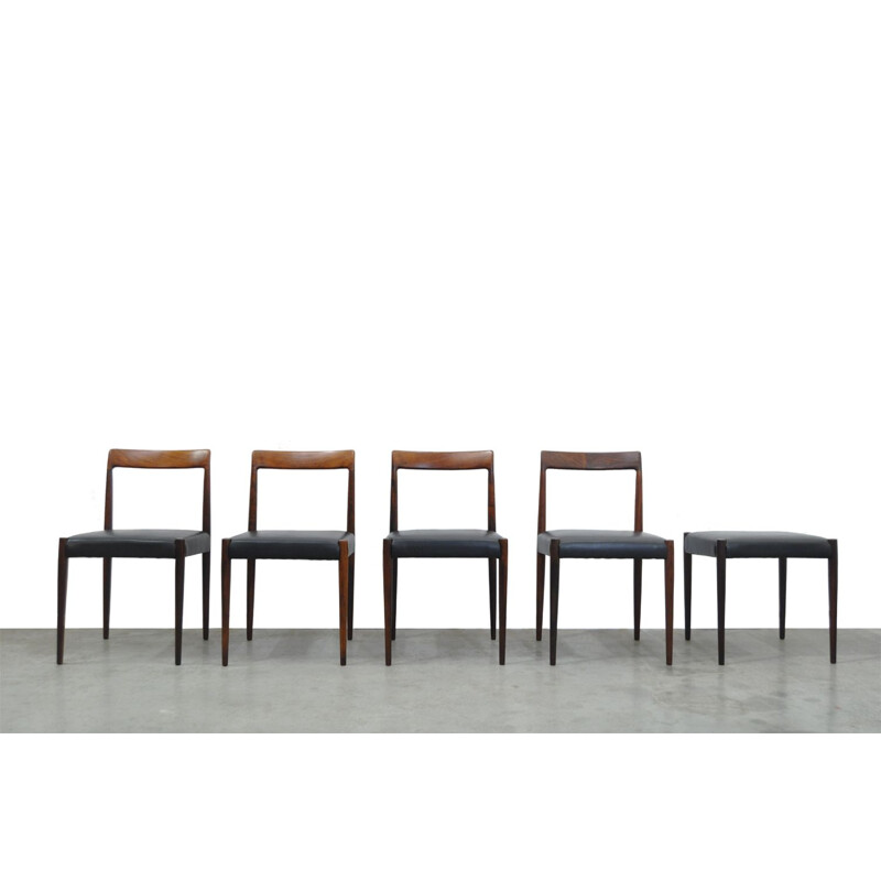 Set of 4 vintage rosewood dining chairs by LÜBKE