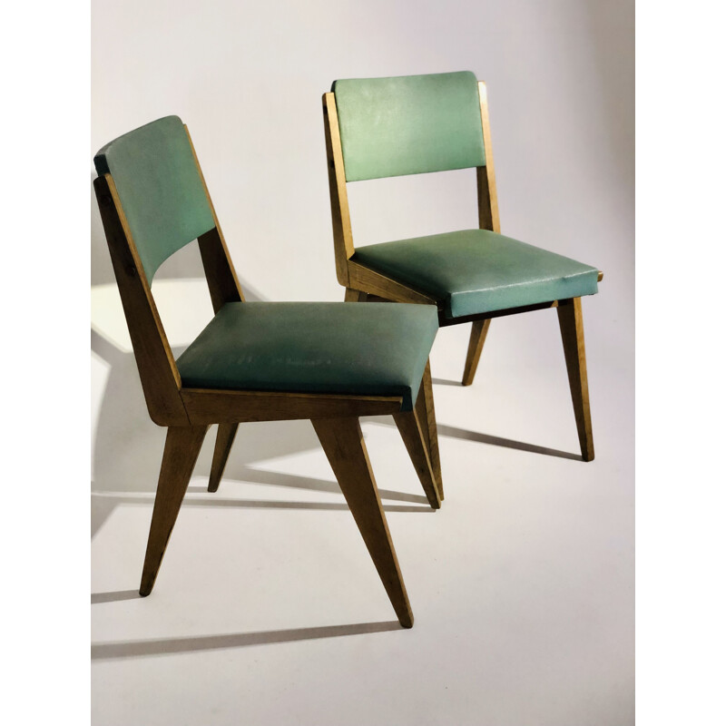Pair of vintage chairs in skai