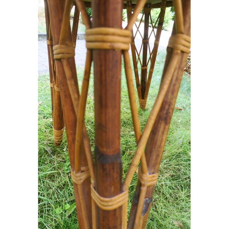 Table vintage de jardin en bambou en forme de feuille