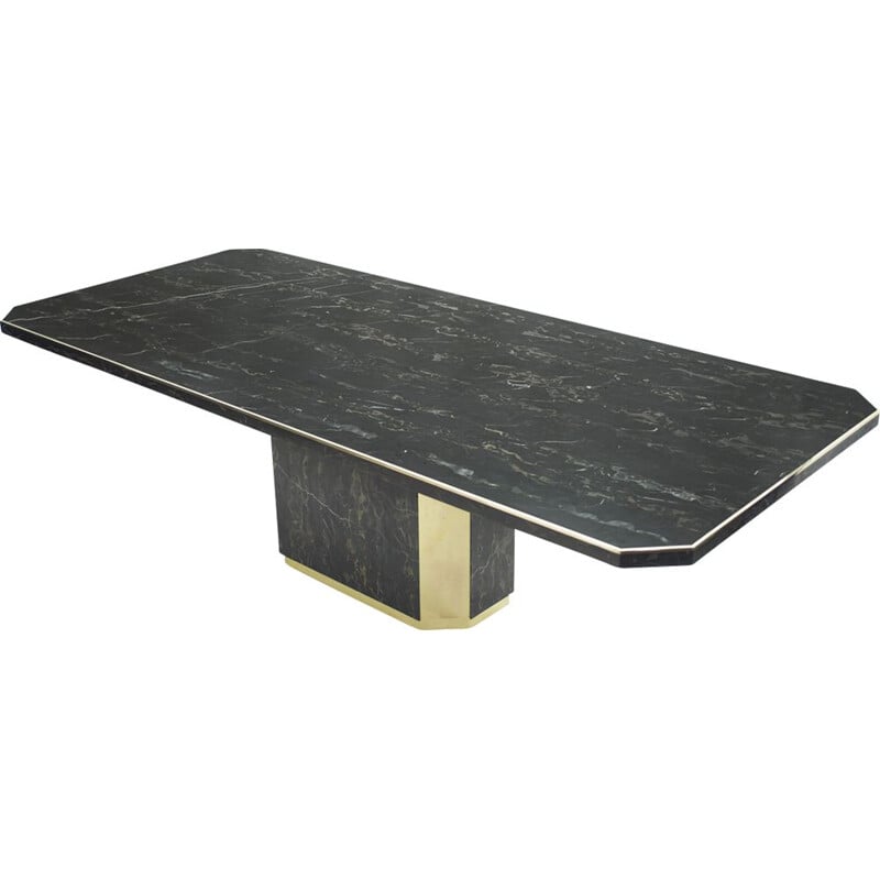 Large brass portor marble table J.C Mahey