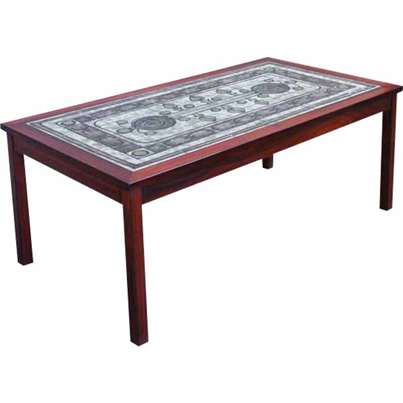 Vintage Coffee Table in Rosewood and Tiles, 1976