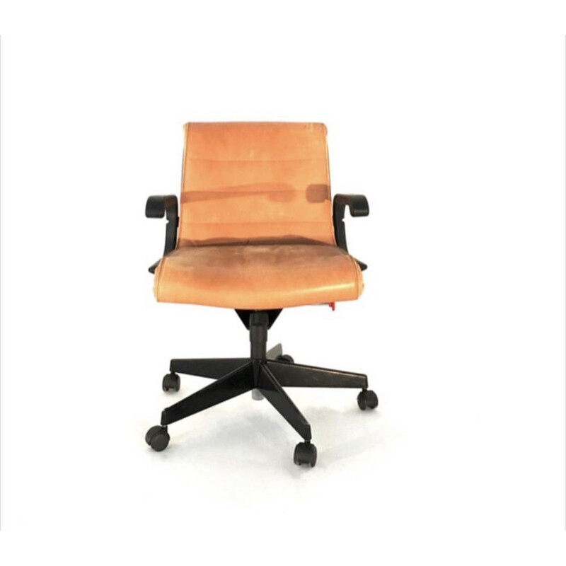 Vintage office chair by Sapper in brown leather 1950