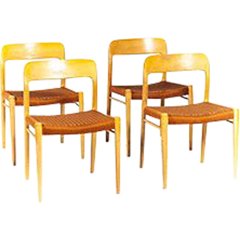 Vintage Set of 4 Chairs No. 75  by Niels Otto Møller for J.L. Møllers, 1960s