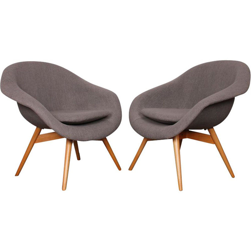 Pair of vintage armchairs by Miroslav Navratil for Vertex, 1960