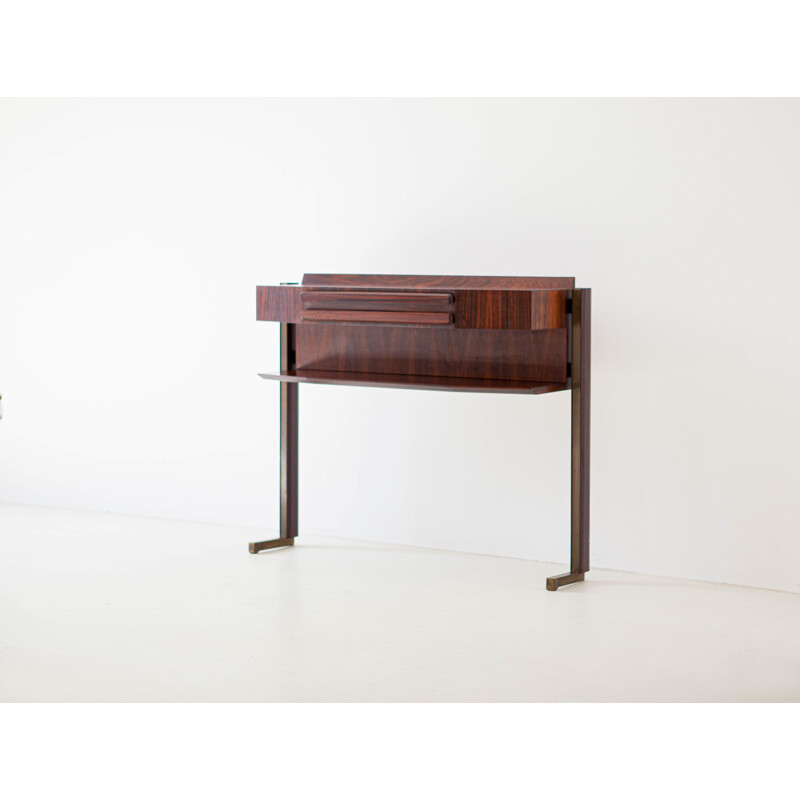 Vintage italian console table in brass and rosewood 1950s