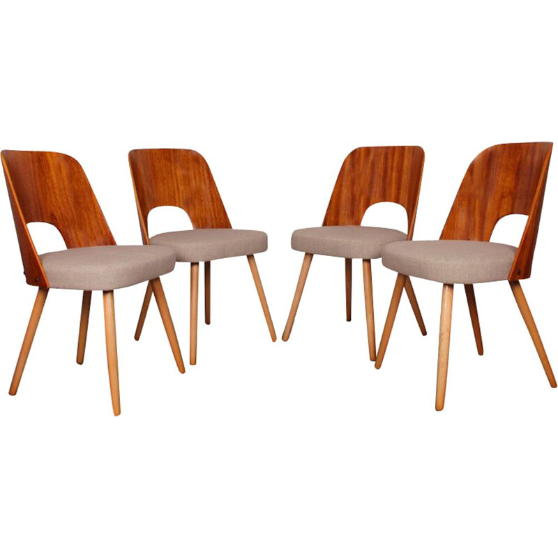 Vintage Set of 4 chairs, model 515 by Oswald Haerdlt for Tatra Nabytok, 1950s