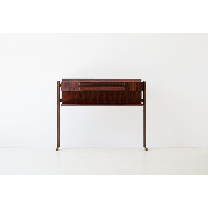 Vintage italian console table in brass and rosewood 1950s