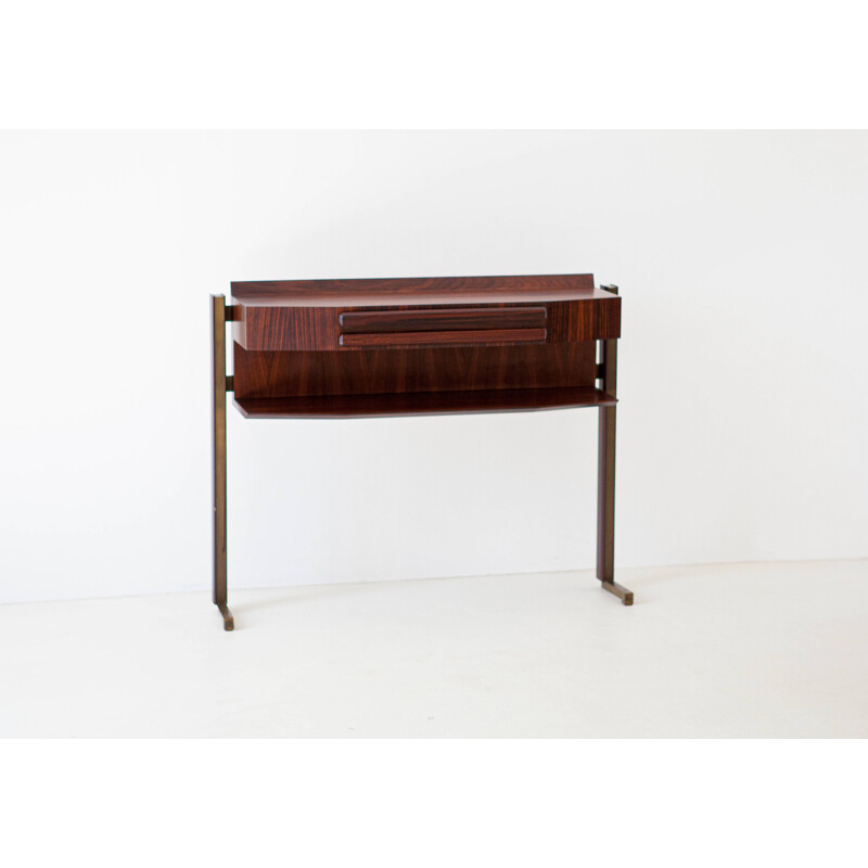 Vintage italian console table in brass and rosewood 1950s