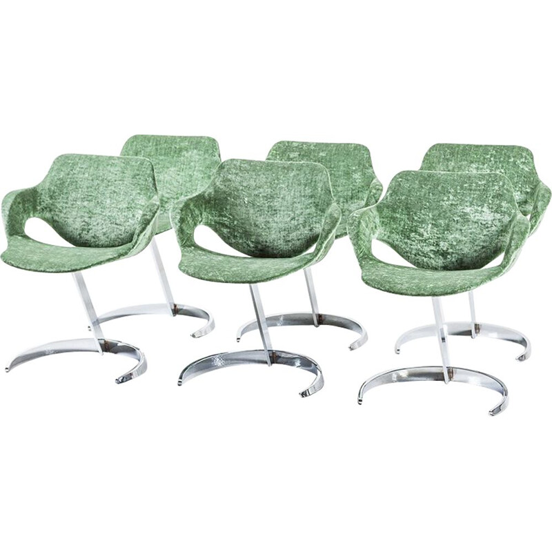 Suite de 4 chaises vintage vertes pour Mobilier Modulaire Moderne 1970
