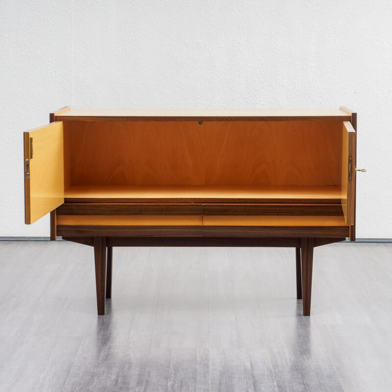 Commode vintage en bois de bouleau et noyer années 1950