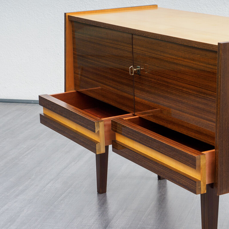 Commode vintage en bois de bouleau et noyer années 1950