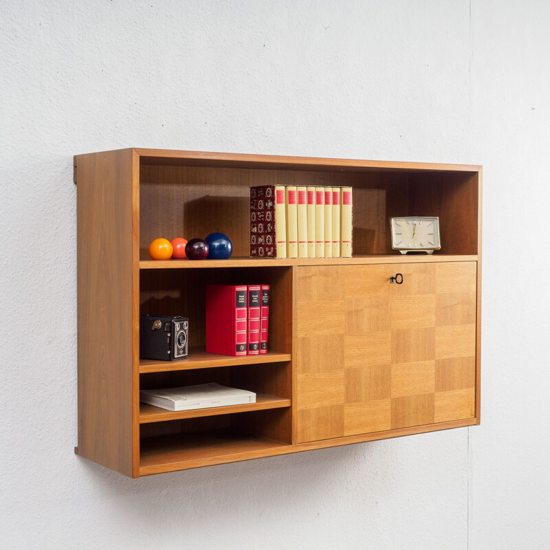 Vintage wall mounted desk, walnut, 1960s