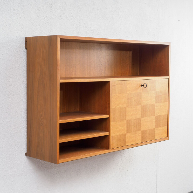 Vintage wall mounted desk, walnut, 1960s