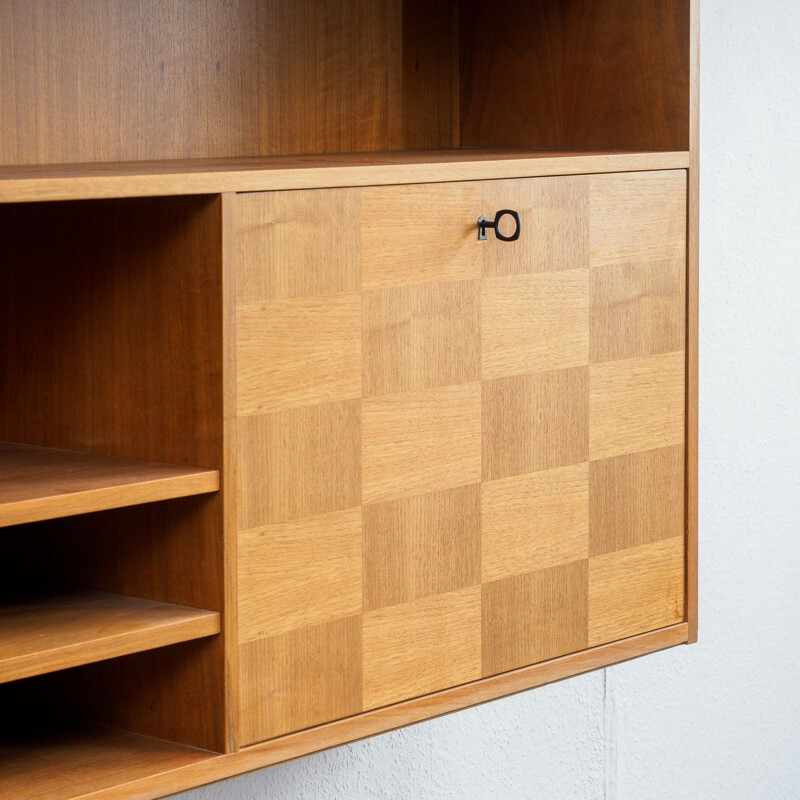 Vintage wall mounted desk, walnut, 1960s