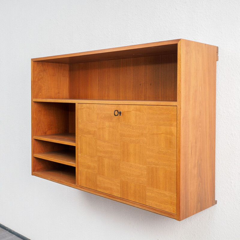 Vintage wall mounted desk, walnut, 1960s