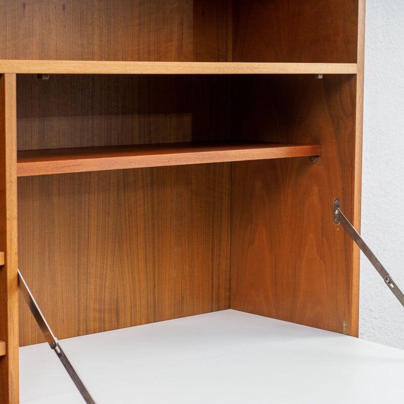 Vintage wall mounted desk, walnut, 1960s