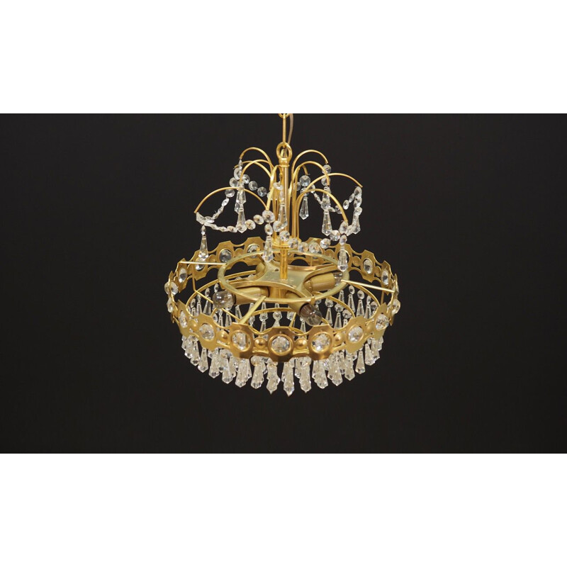 Vintage brass and crystal chandelier, 1960s