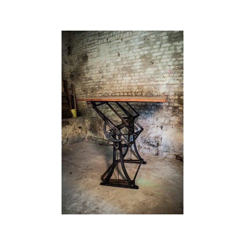 Industrial drawing table in wood, Georges MARIAGE - 1950s