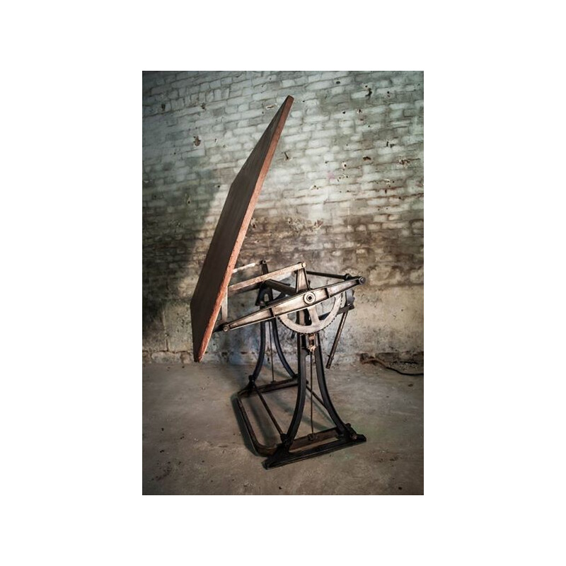 Industrial drawing table in wood, Georges MARIAGE - 1950s