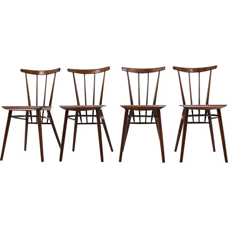 Set of 4 vintage chairs for Tatra in wood 1960