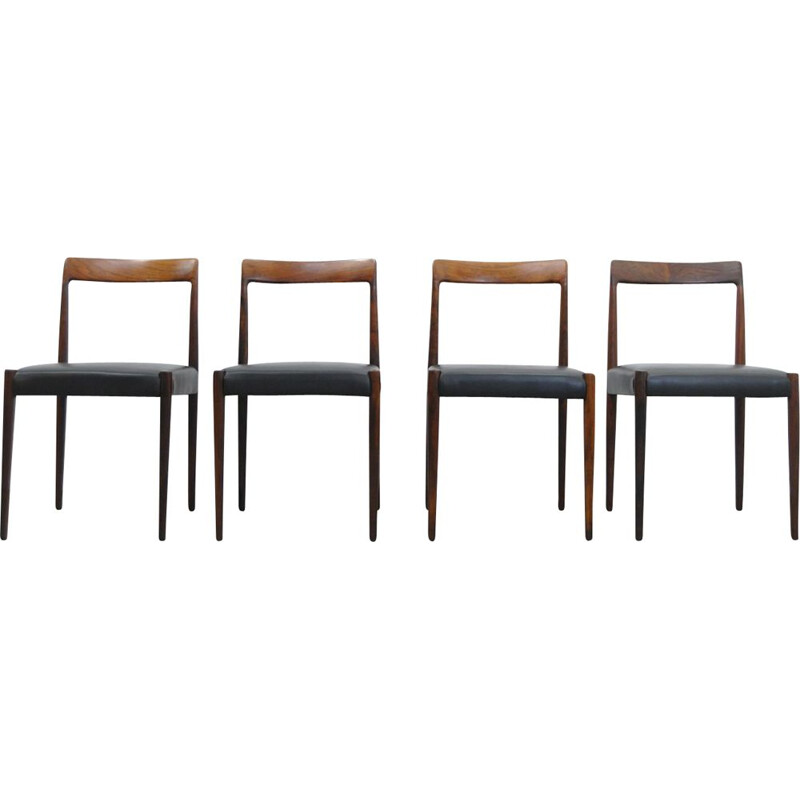 Set of 4 vintage rosewood dining chairs by LÜBKE