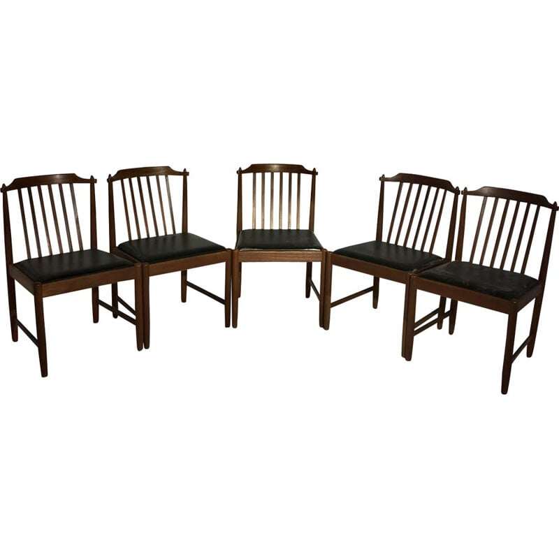 Suite de 5 chaises chaises vintage italiennes en bois 1960