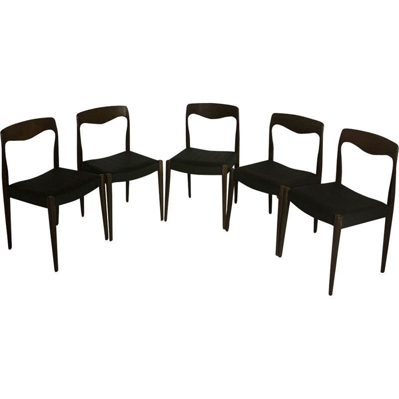 Set of 5 vintage scandinavian chairs by Niels O.Moller in wood