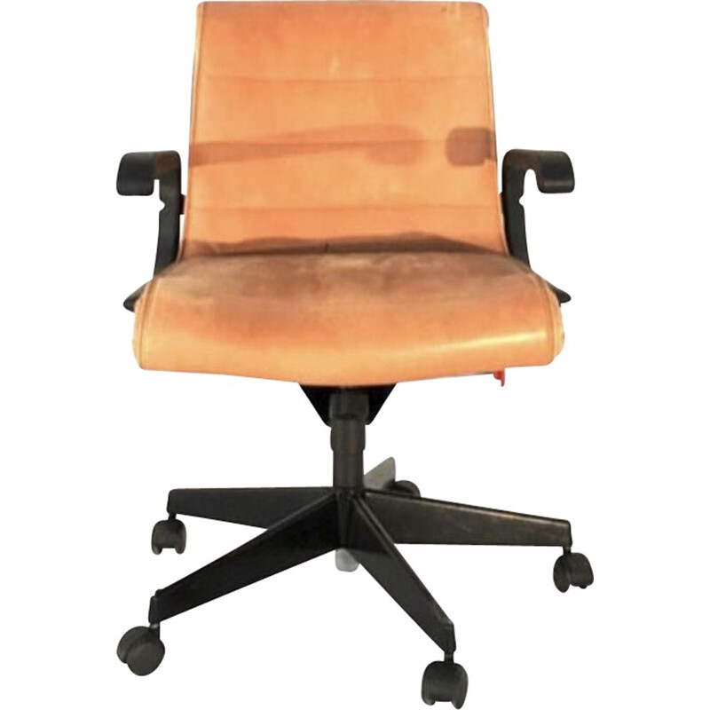 Vintage office chair by Sapper in brown leather 1950