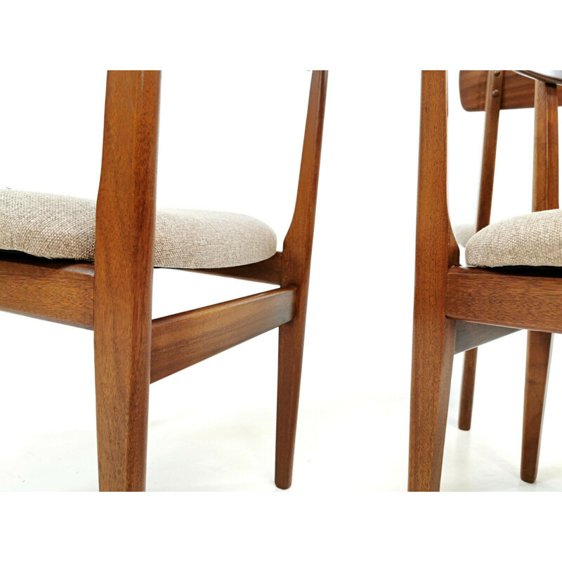Suite vintage de 4 chaises en teck et tapisserie de tweed, 1960
