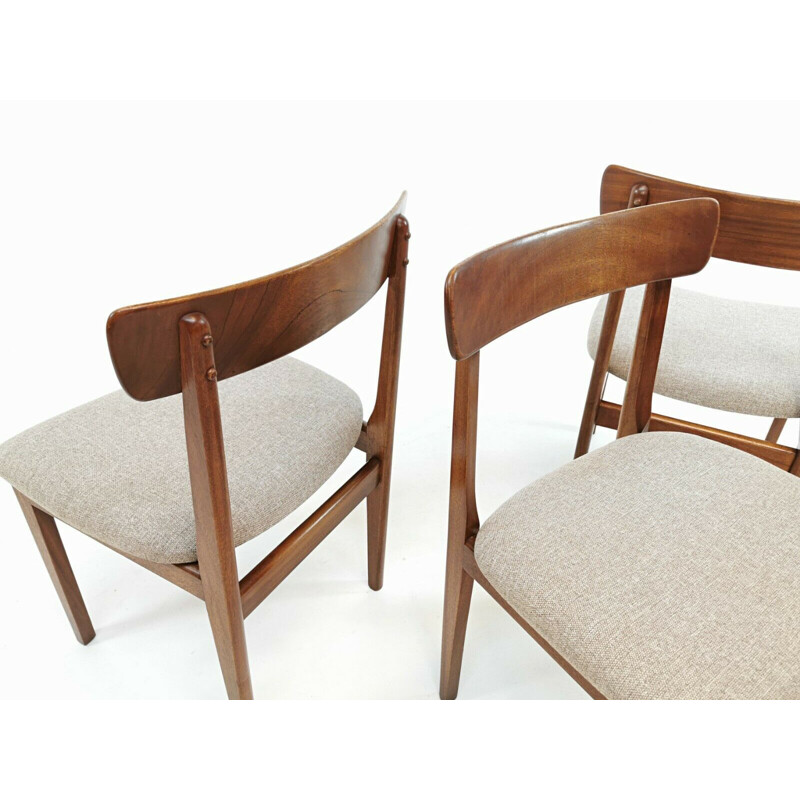 Vintage Set of 4 Dining Chairs in Teak and Tweed Upholstery, 1960s