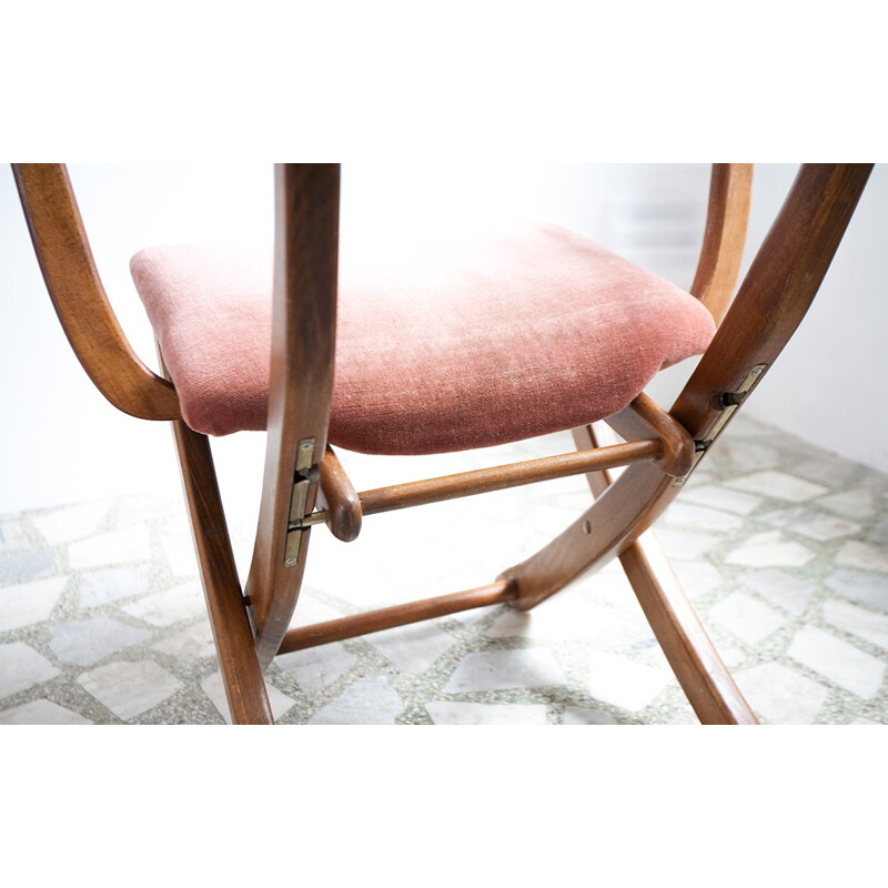 Italian vintage mid century chestnut folding chair - 1950s