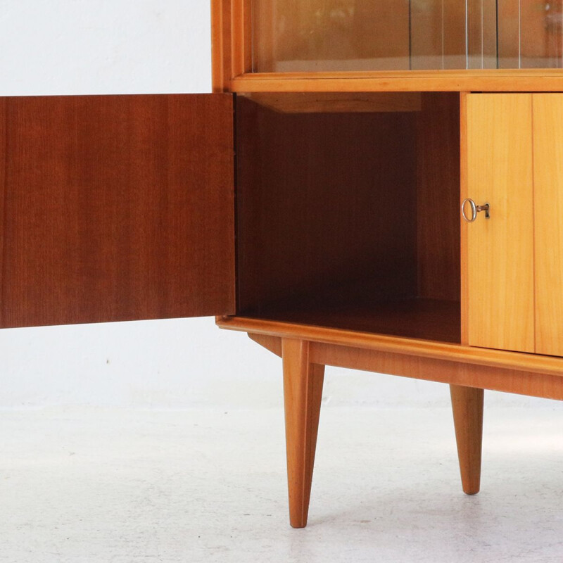 Vintage Cabinet in Cherrywood with Mirrored Back, Germany, 1950