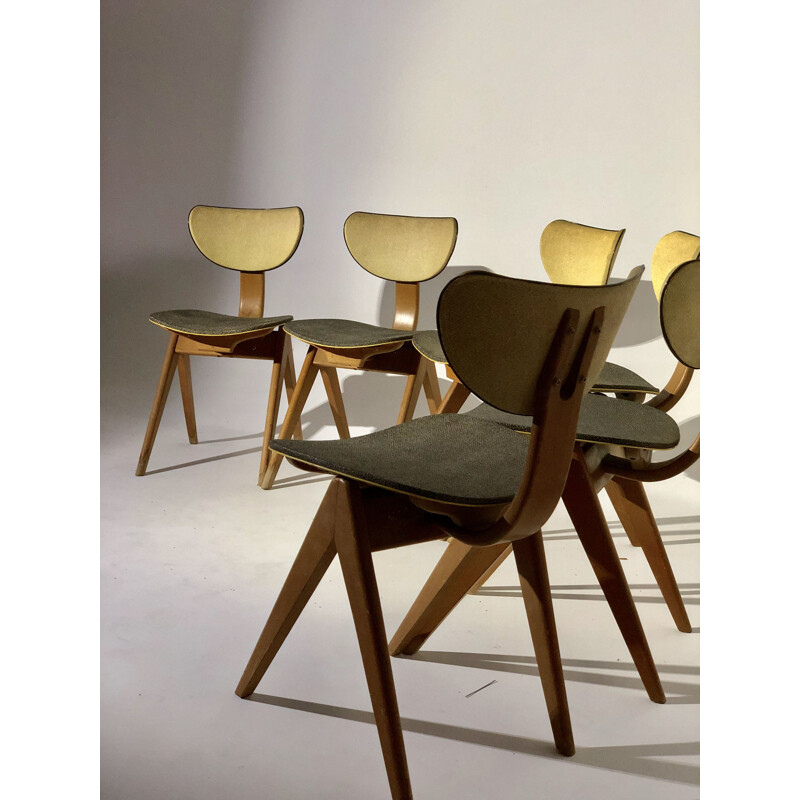 Set of 6 chairs in Skai and wood