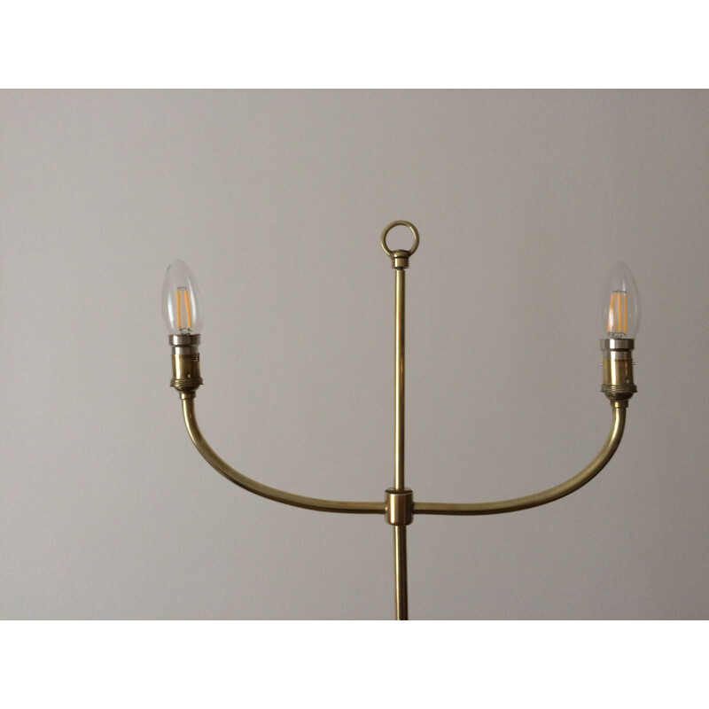 Vintage Floor Lamp in solid brass and black metal, France 1960