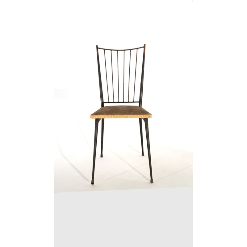 Suite de 6 chaises noires vintage par Colette Gueden, 1950