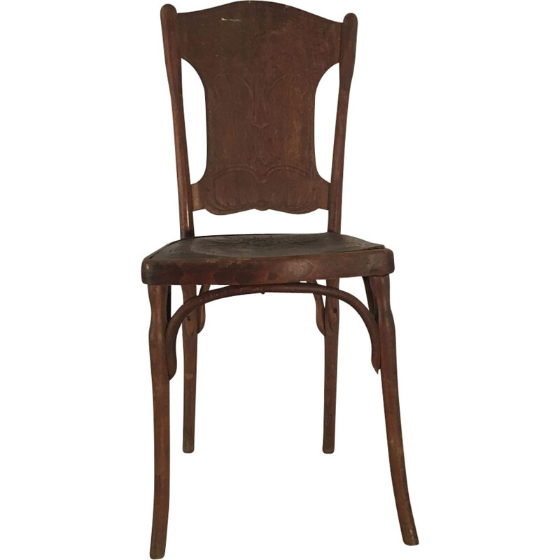 Suite de 6 chaises vintage en bois par J.J. KHON, 1930