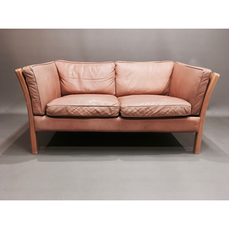 2-seater vintage sofa all leather Stouby, Scandinavian design