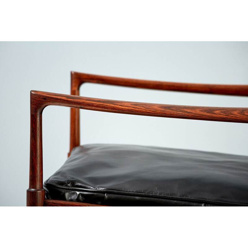 Paire de fauteuils vintage Samso en palissandre et cuir pour Olof Perssons Fatoljindustri, Suède