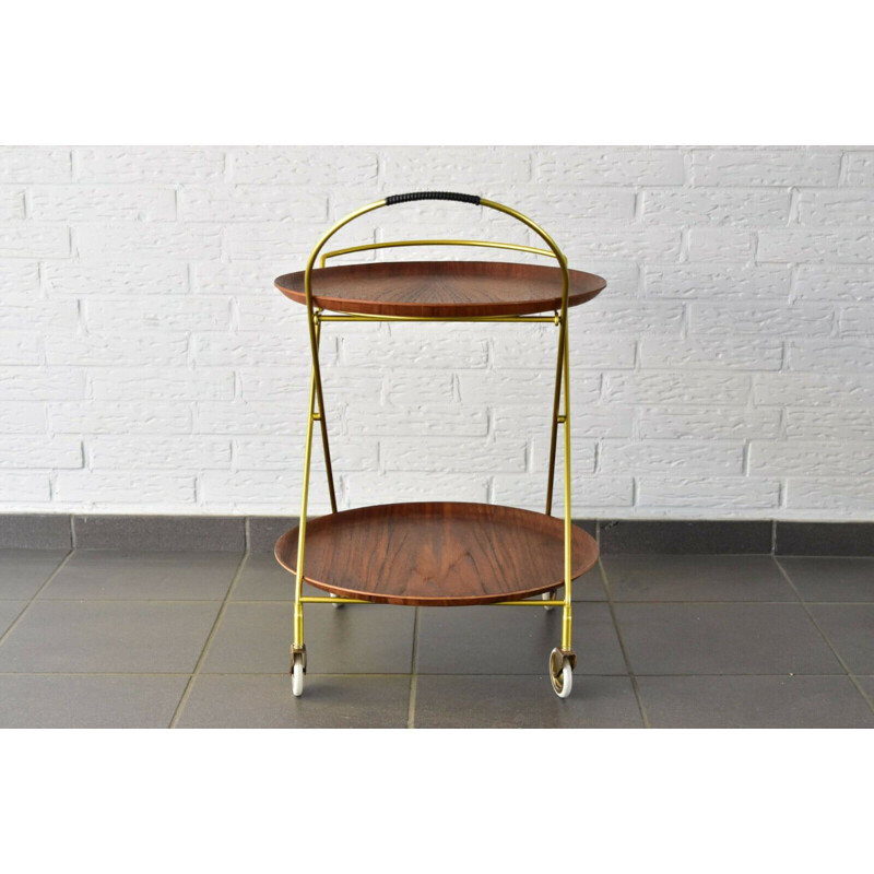 Vintage tray trolley for J.H Fabrikerna in teak and metal 1960s