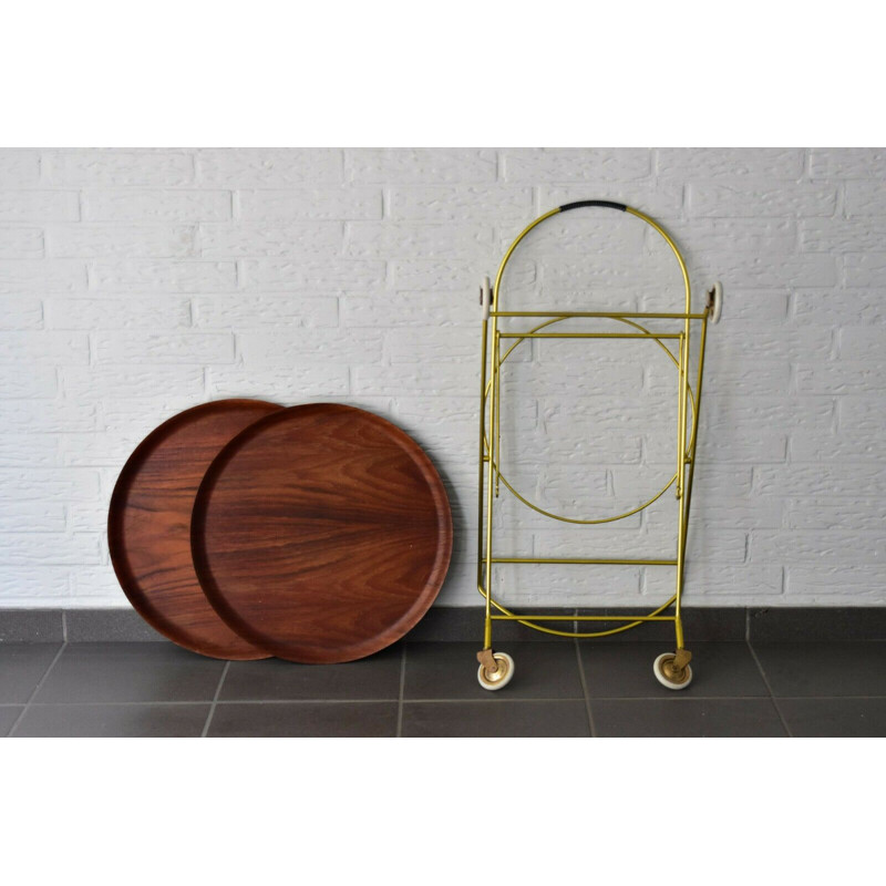 Vintage tray trolley for J.H Fabrikerna in teak and metal 1960s