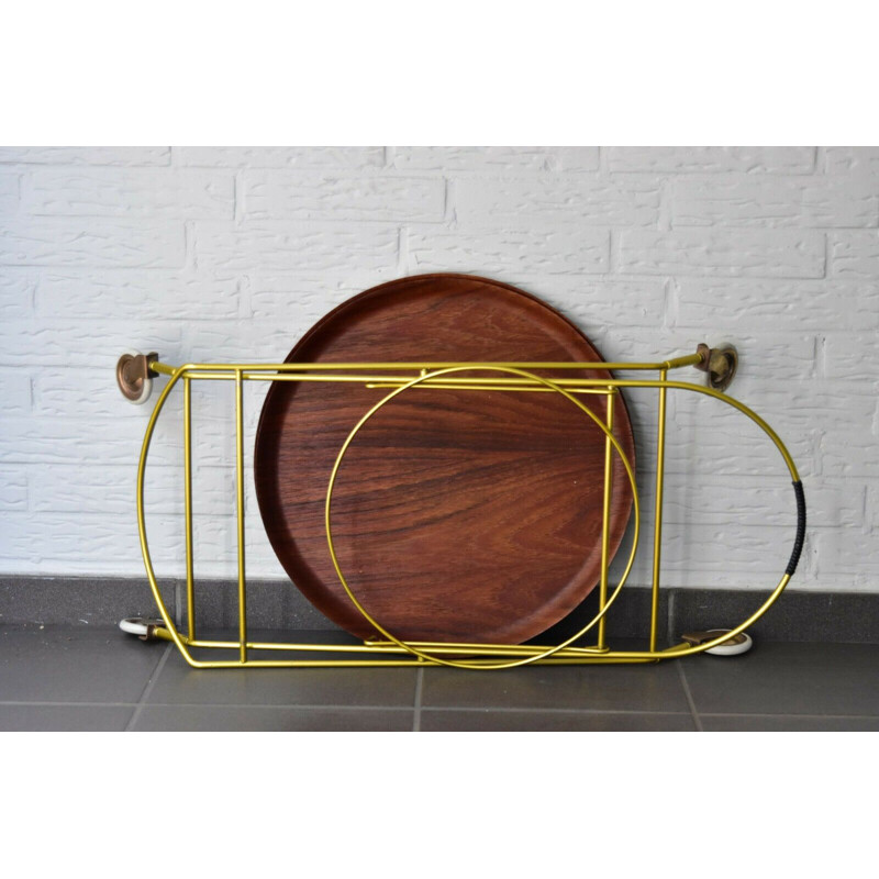 Vintage tray trolley for J.H Fabrikerna in teak and metal 1960s