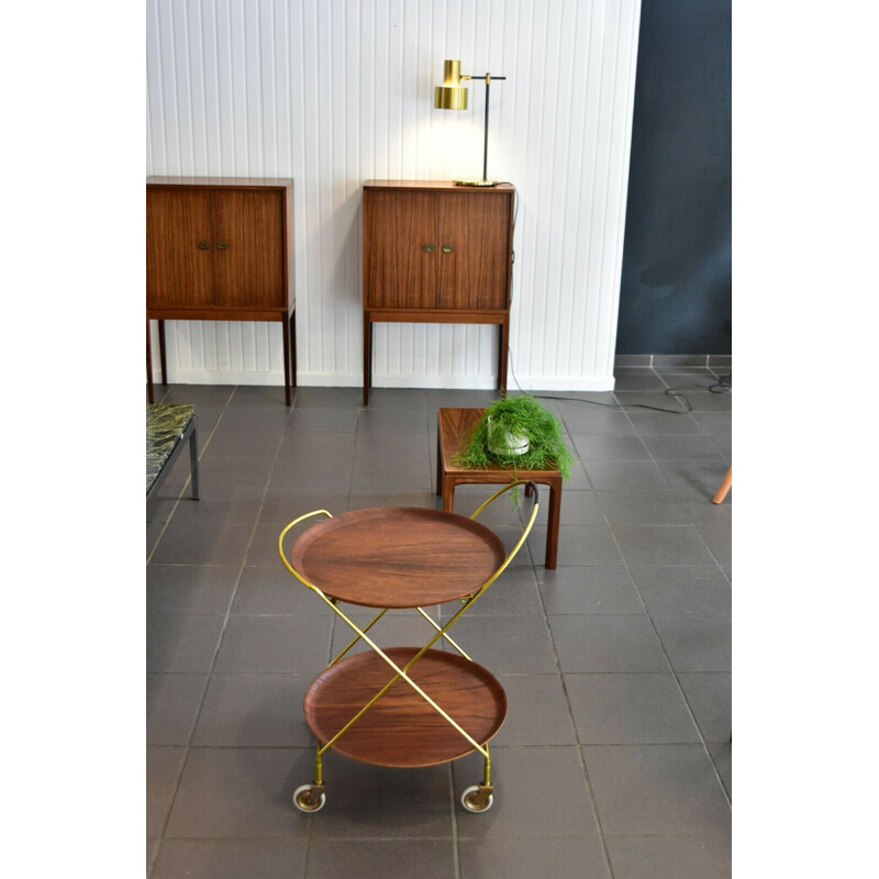 Vintage tray trolley for J.H Fabrikerna in teak and metal 1960s